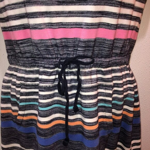 T by TALBOTS Small Multicolor Stripe Shift Dress Sleeveless Cotton Blend Pockets - Picture 5 of 11